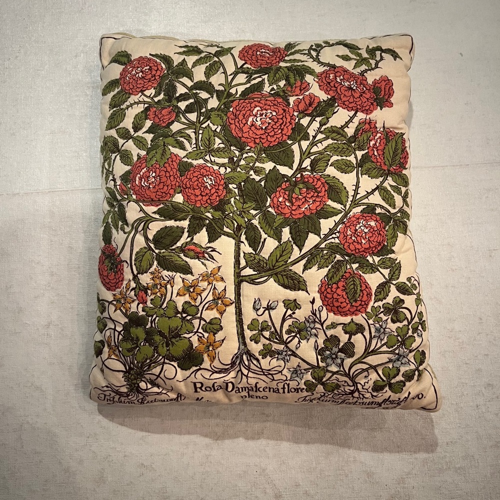 Vintage quilted style botanical Floral velvet backed pillow. So cool! So retro!